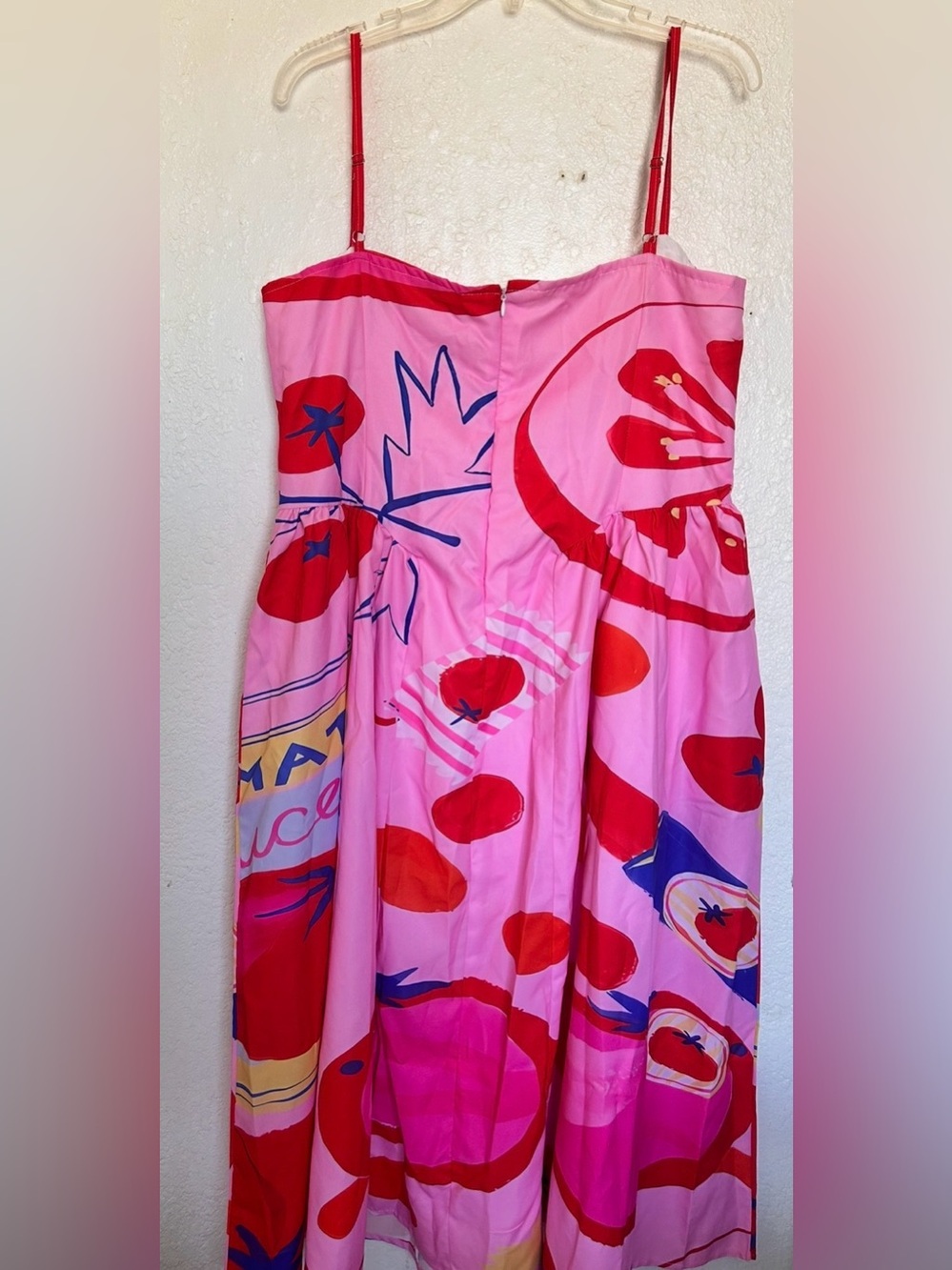 Colorful Pink & Red Printed 3X Sundress side pockets. - Picture 3 of 10